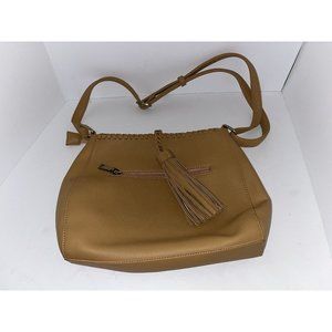 LOVE ONE LOVE ALL WOMENS PURSE BAG Sun Tan LEATHER LARGE TASSEL BRAIDED